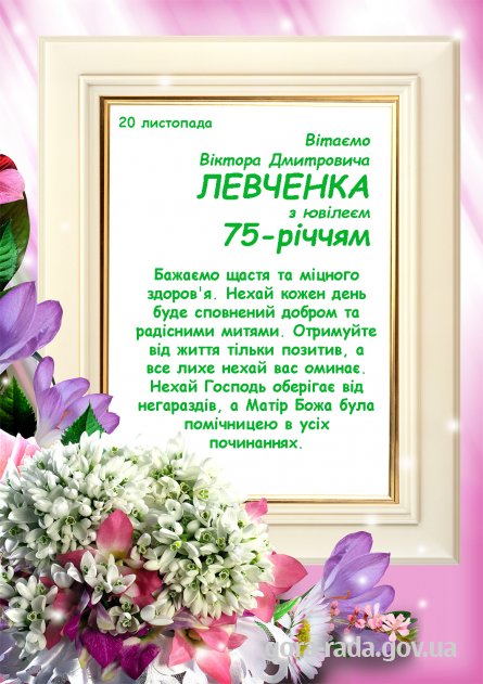Вітаємо Віктора Дмитровича ЛЕВЧЕНКА з ювілеєм – 75-річчям