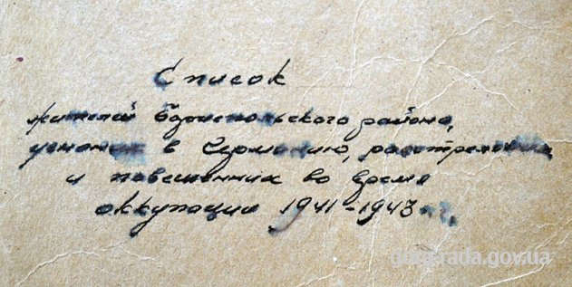 Список жителів села Гора Бориспільського району, вивезених у Германію, розстріляних і повішених під час окупації в 1941-1943 роках